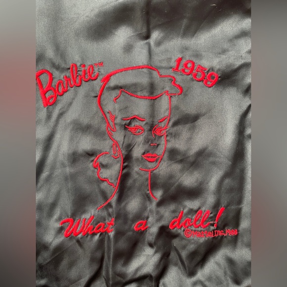 Black & Red Barbie Satin Bomber Jacket - Picture 3 of 5